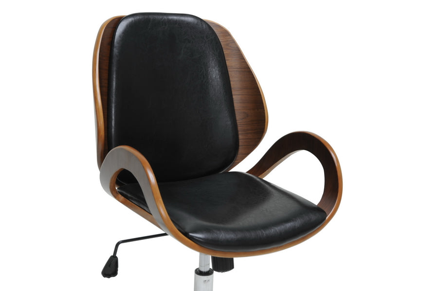 Adjustable Office Chair in Black Faux Leather - The Furniture Space.