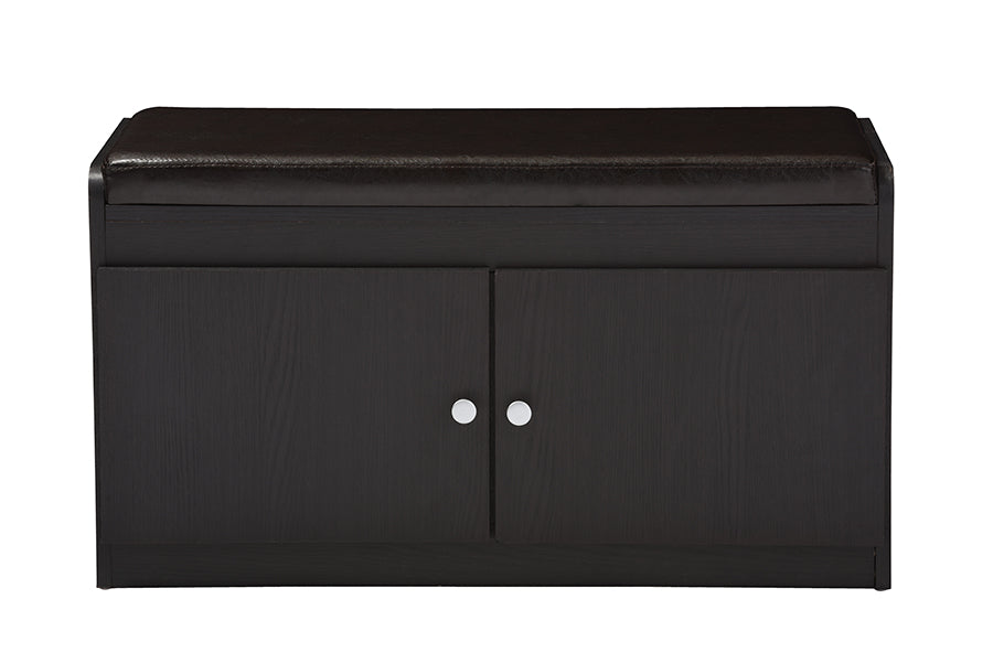 Contemporary 2 Door Shoe Cabinet in Dark Brown - The Furniture Space.