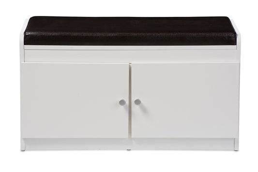 Contemporary 2 Door Shoe Cabinet in White - The Furniture Space.