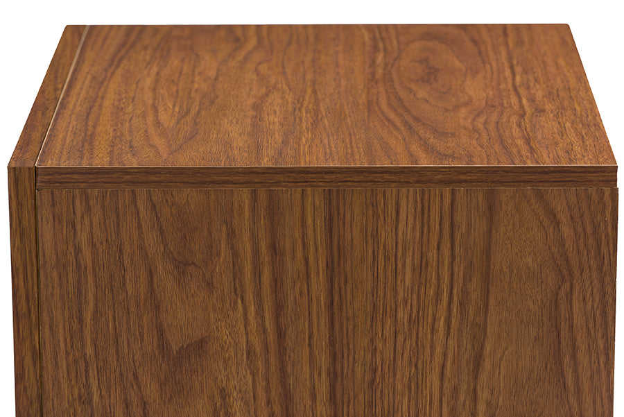 Contemporary Accent Nightstand in Walnut & White - The Furniture Space.