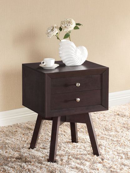 Accent Nightstand in Dark Brown Engineered Wood - The Furniture Space.