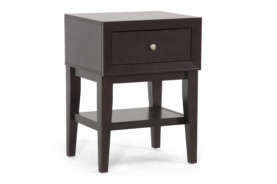 Accent Nightstand in Dark Brown Engineered Wood - The Furniture Space.