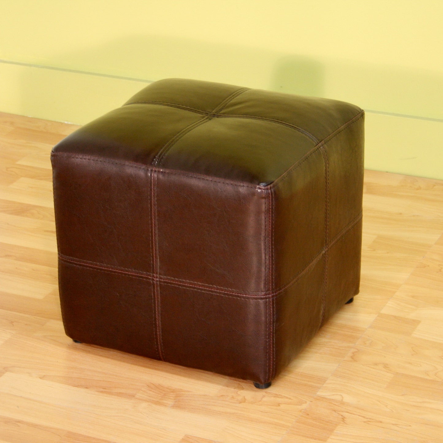 Contemporary Stool Ottoman in Dark Brown Bonded Leather bxi3190-27