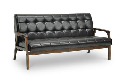 Mid-Century Sofa in Brown Faux Leather