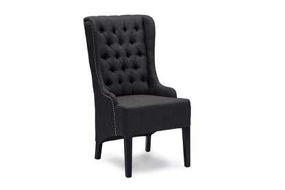 Contemporary Button Tufted Living Room Chair in Dark Grey Fabric - The Furniture Space.