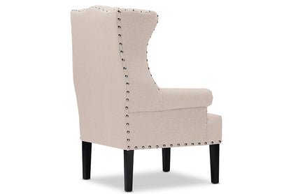 French Inspired Rectangular Arm Chair in Beige Fabric