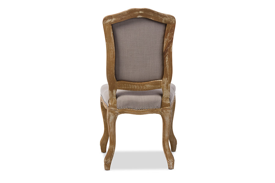 French Cottage Dining Chair in Vintage Beige Fabric
