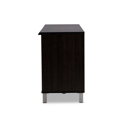 Contemporary TV Stand in Dark Brown Engineered Wood/Vinyl