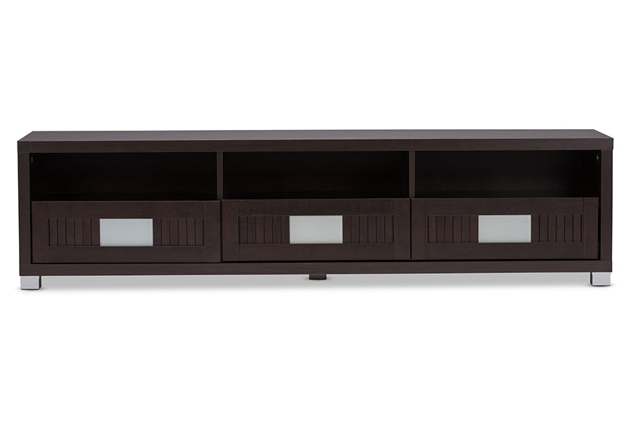 Contemporary TV Stand in Dark Brown Engineered Wood/Vinyl/Glass bxi6502-118