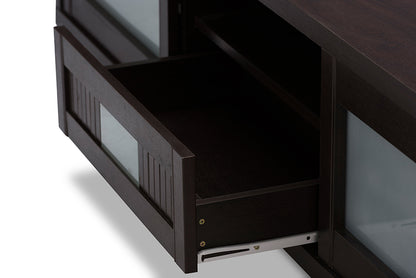 Contemporary TV Stand in Dark Brown Engineered Wood/Vinyl/Glass bxi6503-118