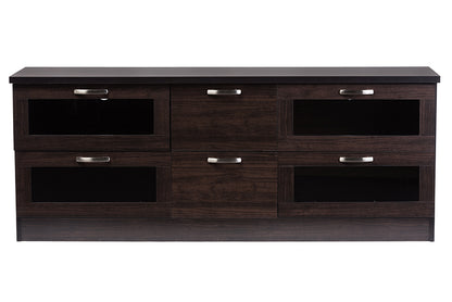 Contemporary 63 Inch TV Stand in Dark Brown - The Furniture Space.