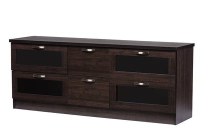 Contemporary 63 Inch TV Stand in Dark Brown - The Furniture Space.