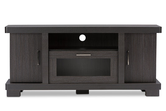 Contemporary TV Stand in Dark Brown Engineered Wood/Vinyl/Glass bxi6508-118