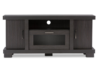 Contemporary TV Stand in Dark Brown Engineered Wood/Vinyl/Glass bxi6508-118