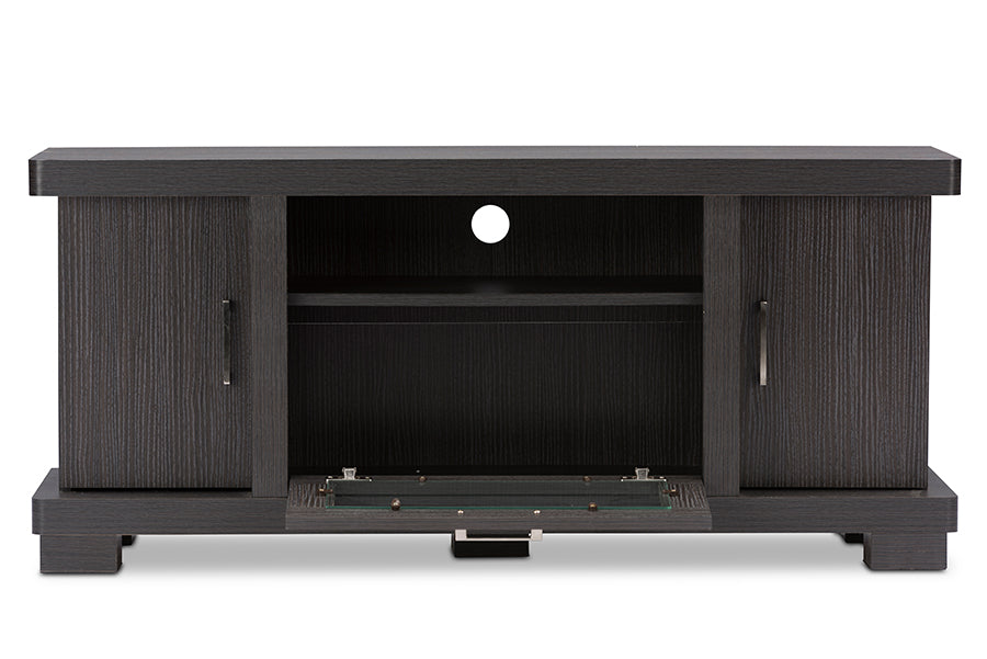 Contemporary TV Stand in Dark Brown Engineered Wood/Vinyl/Glass bxi6508-118