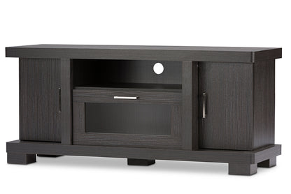 Contemporary TV Stand in Dark Brown Engineered Wood/Vinyl/Glass bxi6508-118