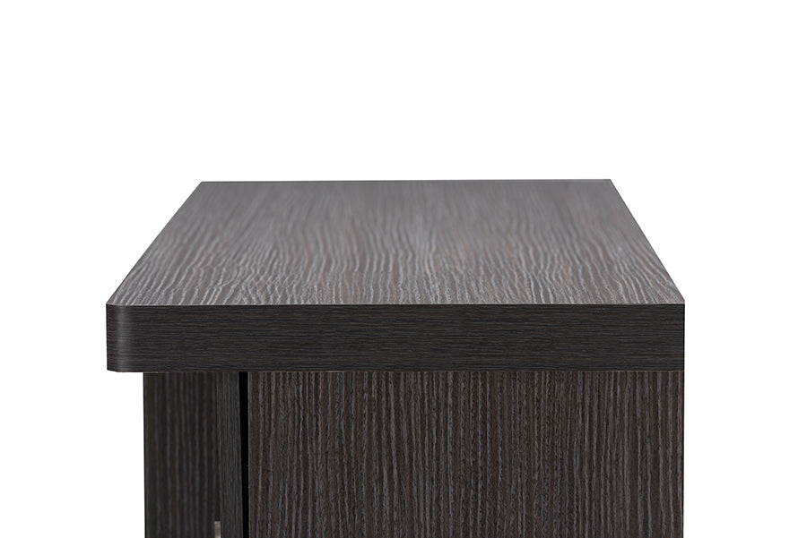 Contemporary TV Stand in Dark Brown Engineered Wood/Vinyl/Glass bxi6508-118