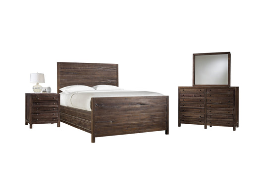 Modus Townsend 4PC Cal King Platform Bedroom Set w Nightstand in Java