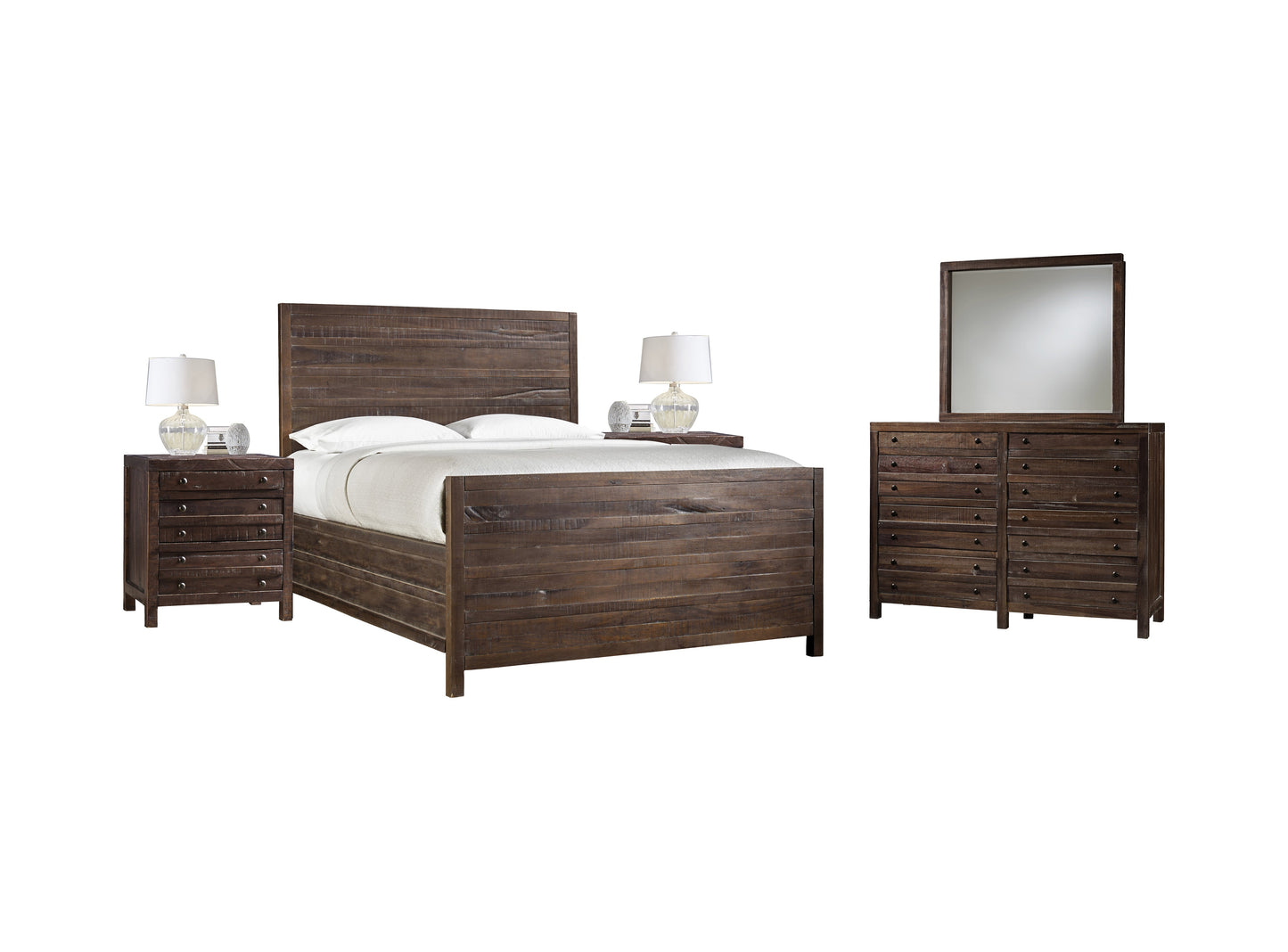 Modus Townsend 5PC Cal King Platform Bedroom Set w 2 Nightstand in Java
