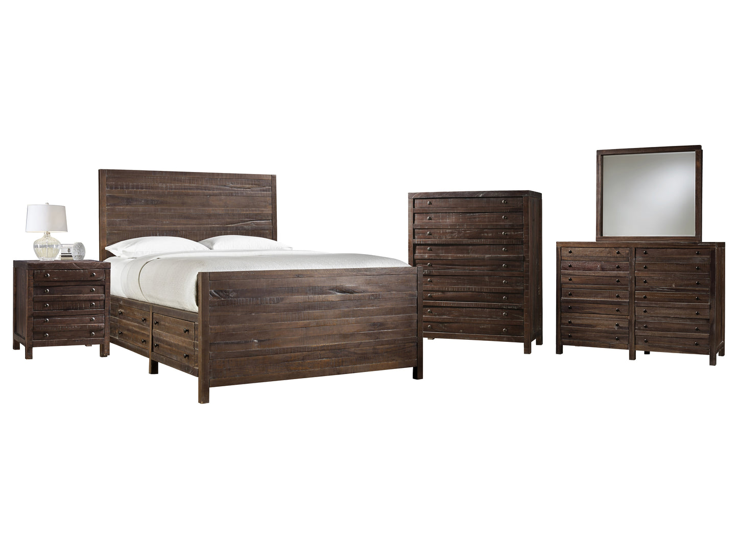 Modus Townsend 5PC E King Storage Bedroom Set w Chest in Java