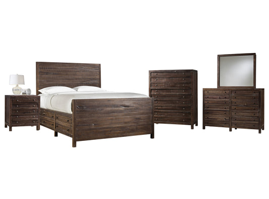 Modus Townsend 5PC E King Storage Bedroom Set w Chest in Java