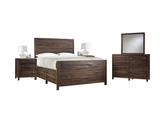 Modus Townsend 5PC E King Storage Bedroom Set w 2 Nightstand in Java