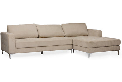 Contemporary Right Facing Sectional Sofa in Light Beige Microfiber Fabric - The Furniture Space.