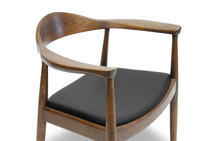 Mid-Century Dining Chair in Dark Brown Faux Leather