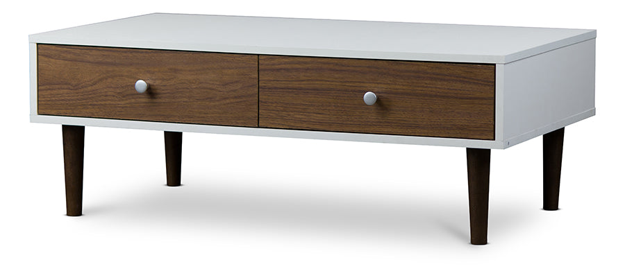 Contemporary Coffee Table in Walnut/White