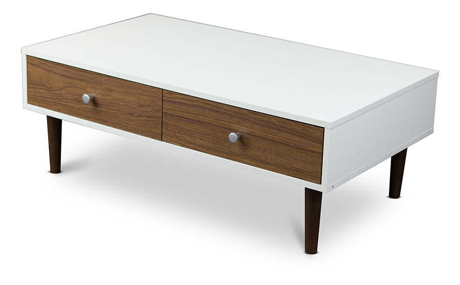 Contemporary Coffee Table in Walnut/White - The Furniture Space.