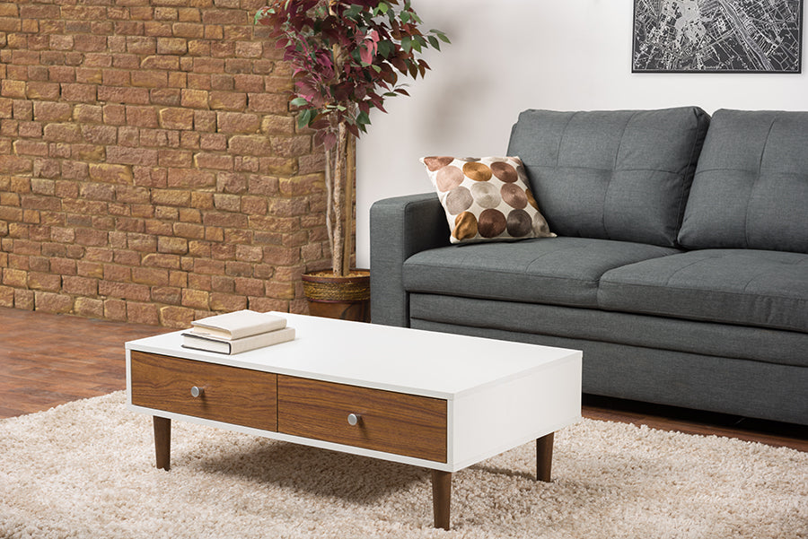 Contemporary Coffee Table in Walnut/White - The Furniture Space.