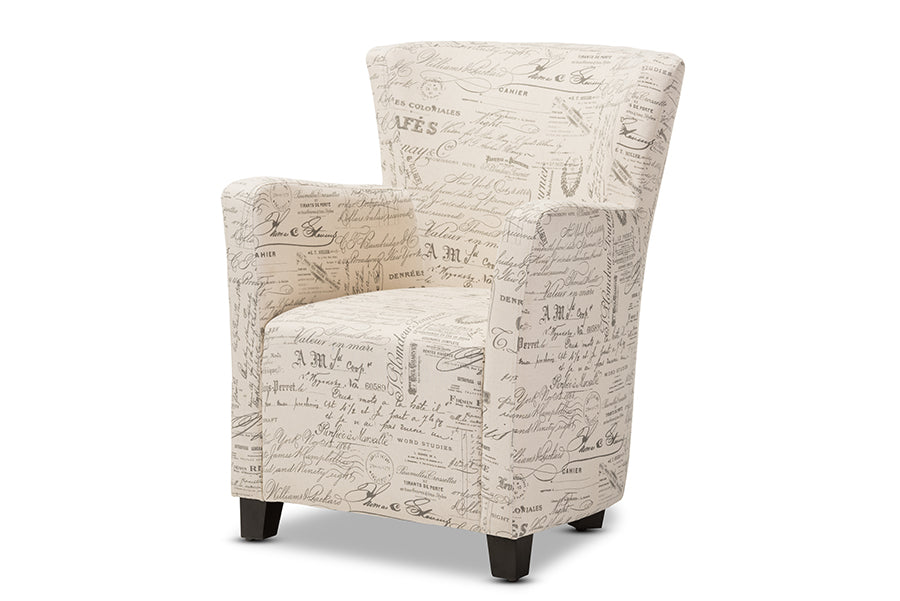 Classic Club Chair & Ottoman in Beige Fabric - The Furniture Space.