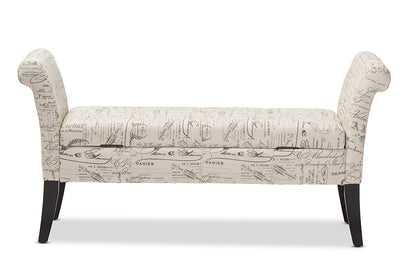 Classic Storage Ottoman Bench in Beige Fabric - The Furniture Space.