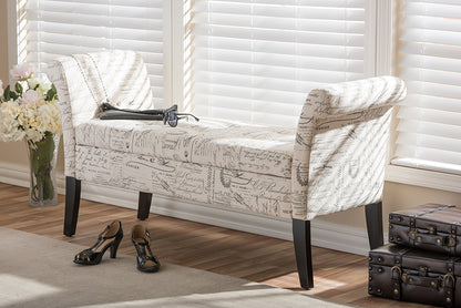 Classic Storage Ottoman Bench in Beige Fabric - The Furniture Space.