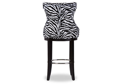 Contemporary Bar Stool in Zebra Print Fabric - The Furniture Space.