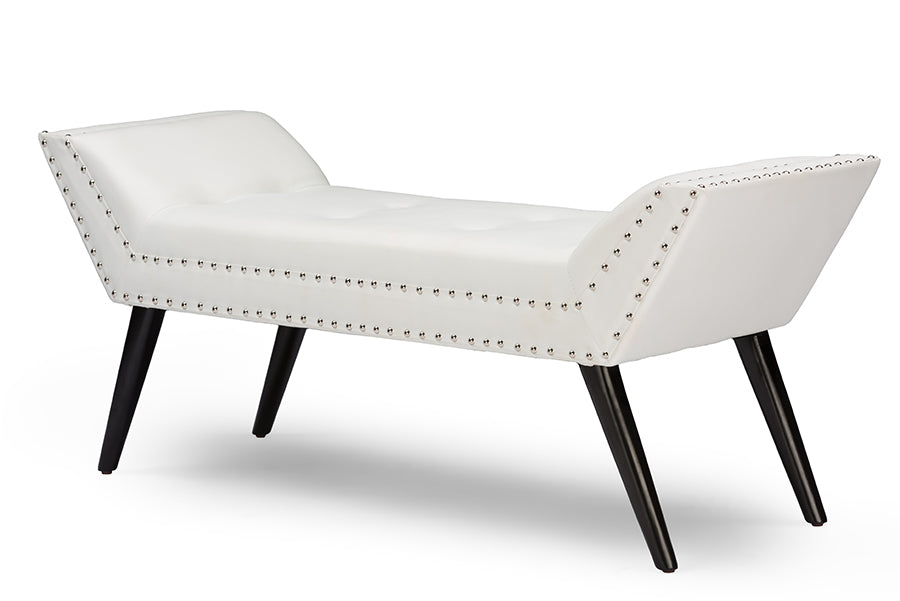 Contemporary Ottoman Bench in White PU Leather - The Furniture Space.