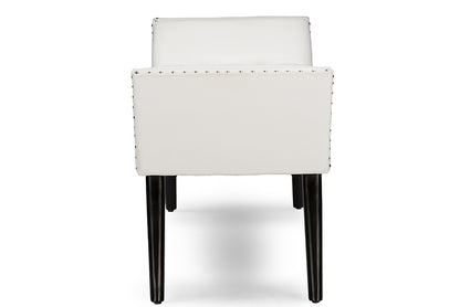 Contemporary Ottoman Bench in White PU Leather - The Furniture Space.