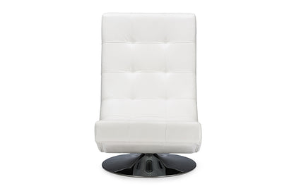 Contemporary Swivel Accent Chair in White PU Leather