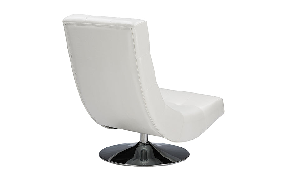 Contemporary Swivel Accent Chair in White PU Leather