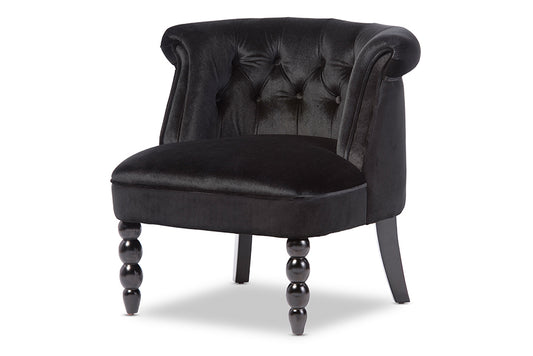 Victorian Style Vanity Accent Chair in Black Fabric