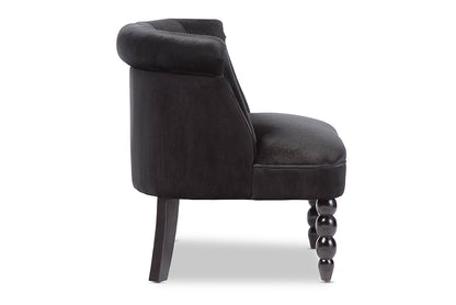 Victorian Style Vanity Accent Chair in Black Fabric
