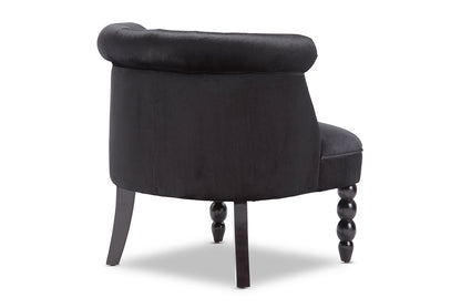 Victorian Style Vanity Accent Chair in Black Fabric