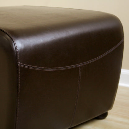 Contemporary Ottoman in Dark Brown Leather - The Furniture Space.