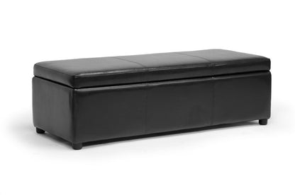 Contemporary Ottoman in Black Bonded Leather - The Furniture Space.