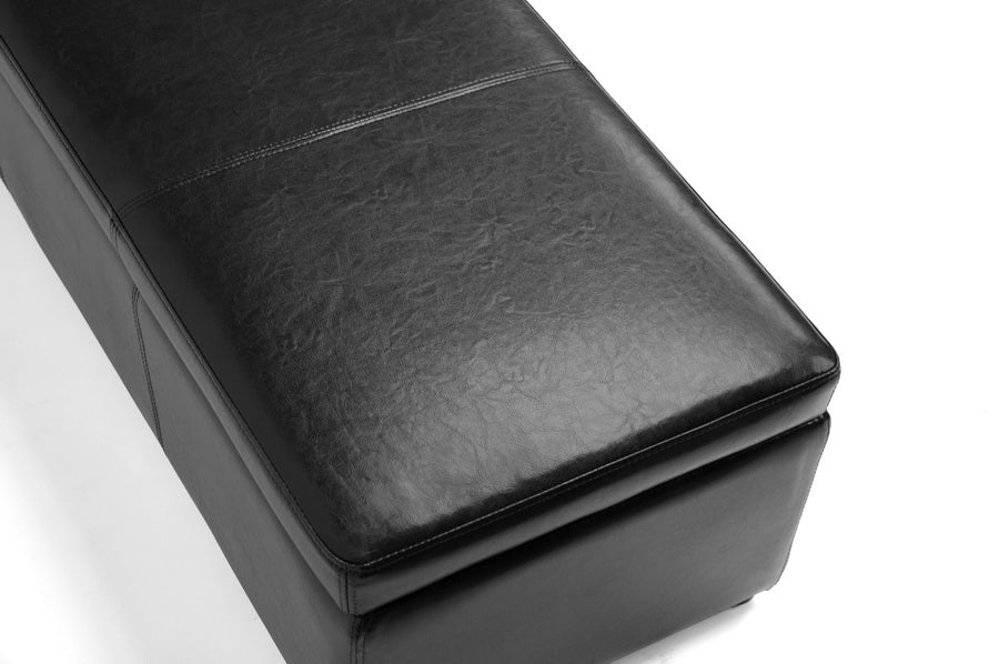 Contemporary Ottoman in Black Bonded Leather - The Furniture Space.