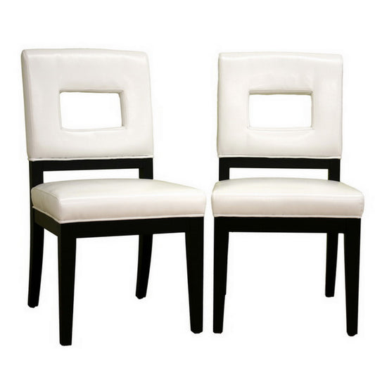 Contemporary 2 Dining Chairs in White Bycast Leather - The Furniture Space.