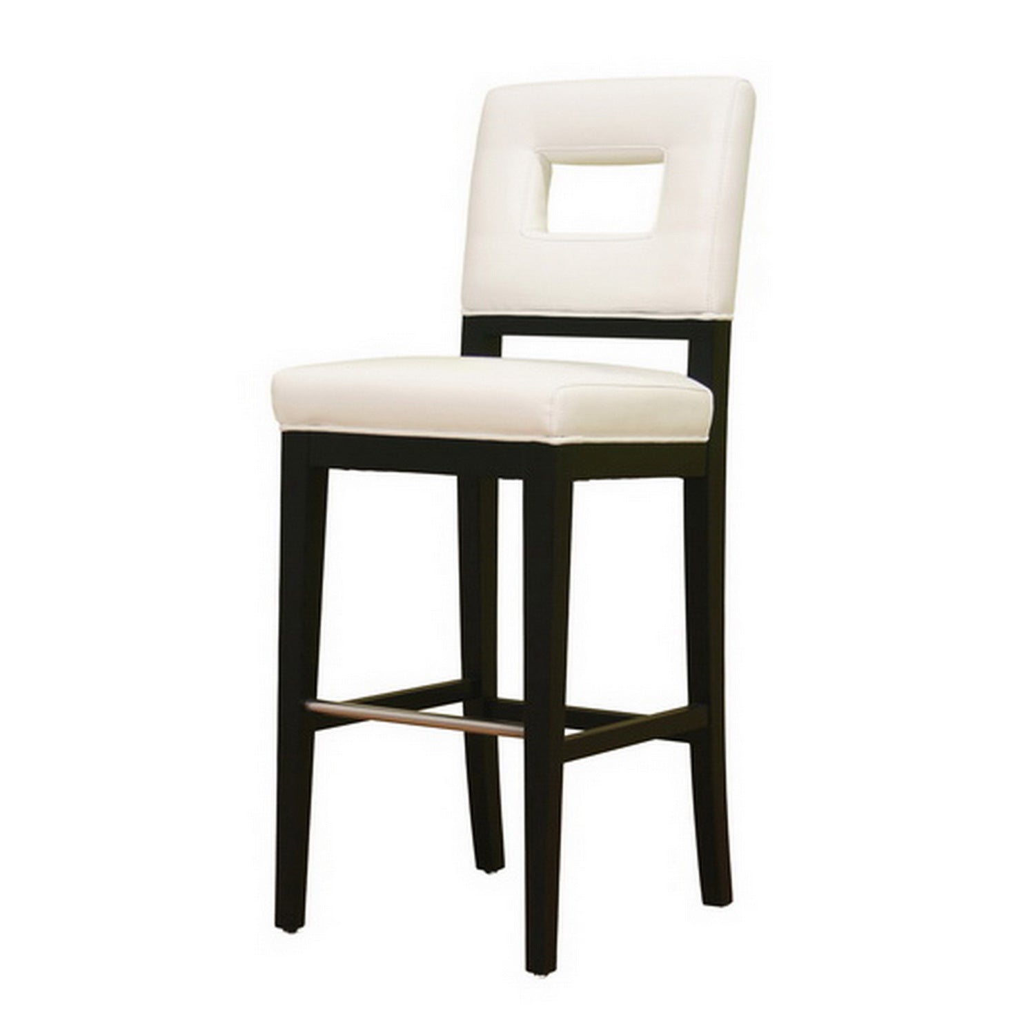 Contemporary Bar Stool in Cream Bycast Leather - The Furniture Space.