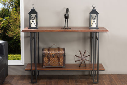 Vintage Industrial Metal Console Table in Brown & Antique Bronze bxi5494-111