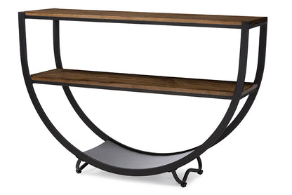Rustic Industrial Metal Console Table in Black/Brown - The Furniture Space.