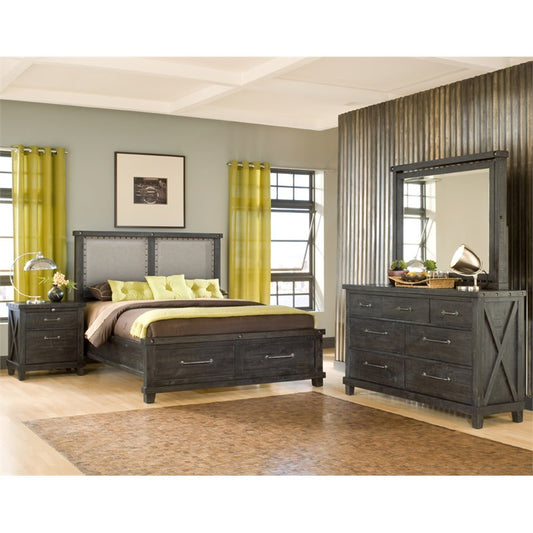 Modus Yosemite 4PC Cal King Storage Fabric Bedroom Set in Cafe